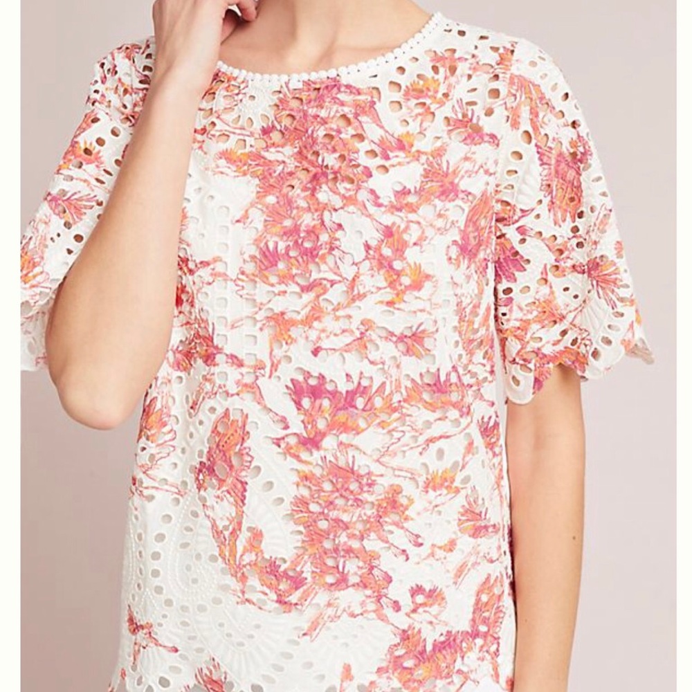 Anthropologie Porridge Arbor Eyelet Blouse Pink
